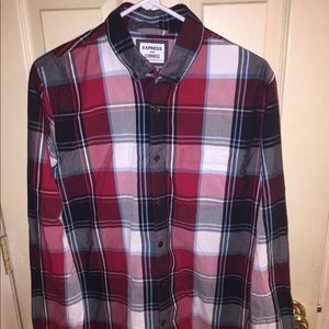 Men’s Express Plaid Dress Shirt, Slim Fit